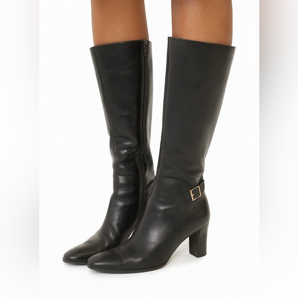 LOFT Shoes - 🛑 SOLD LOFT Black Heeled Leather Boots -Mid Calf